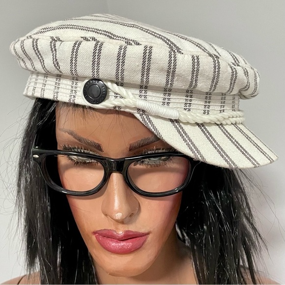 Billabong Jack Hat One Size White with Gray Stripes NWT Vintage - Picture 6 of 9